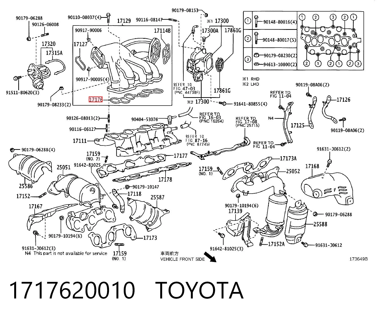 1717620010 Toyota Uszczelka kolektora ssącego górna