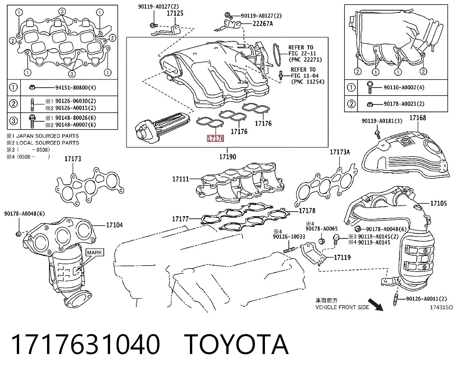1717631040 Toyota Uszczelka kolektora ssącego górna