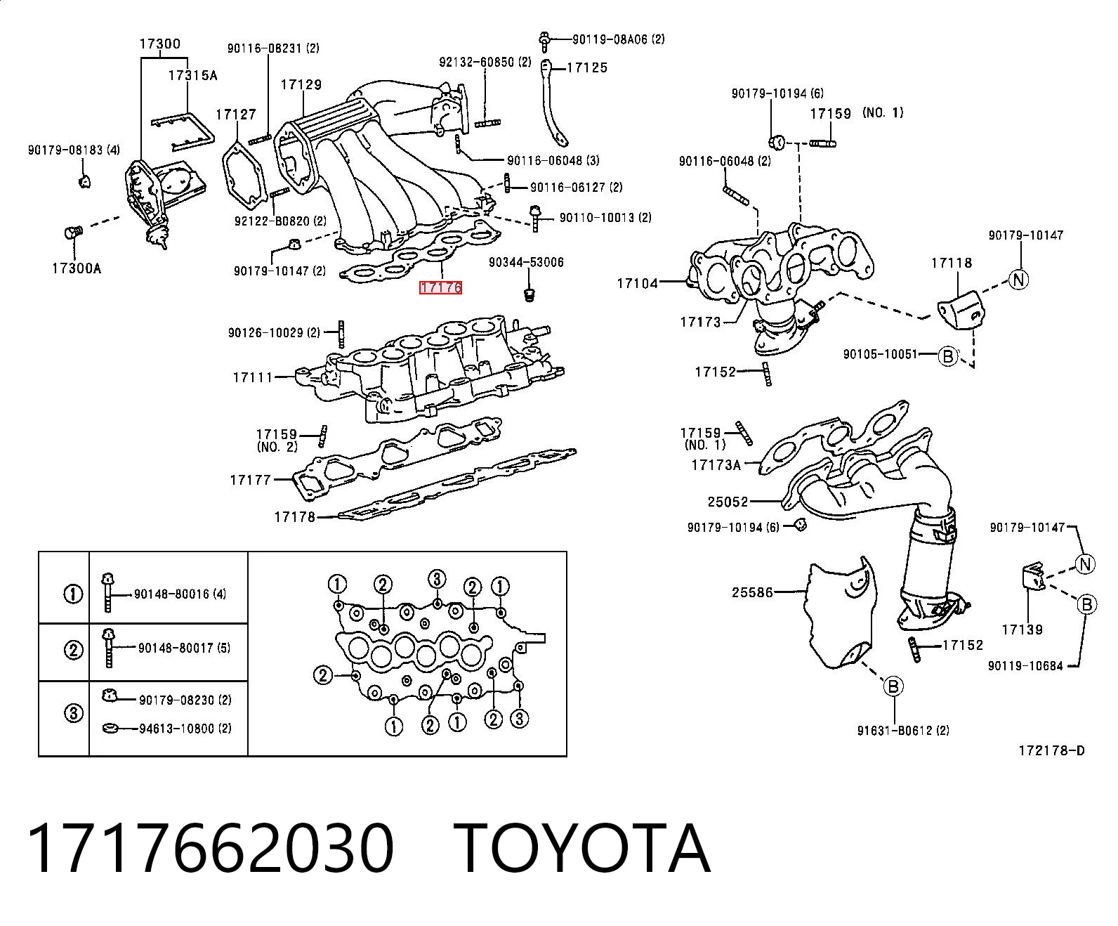 1717662030 Toyota Uszczelka kolektora ssącego górna