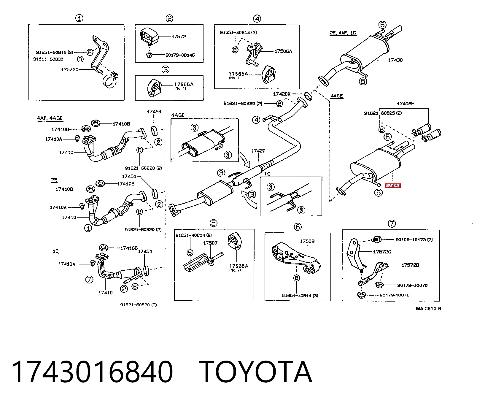 Do koszyka Tłumik, tylna część Toyota Corolla  E9