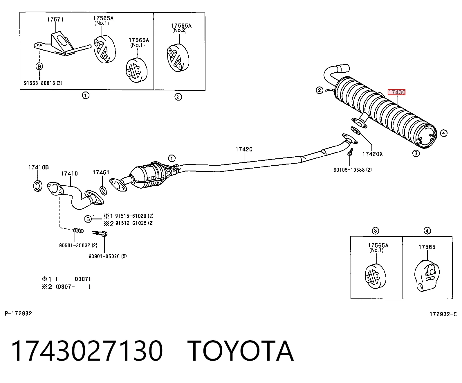 Do koszyka Tłumik, tylna część Toyota RAV4 II XA2