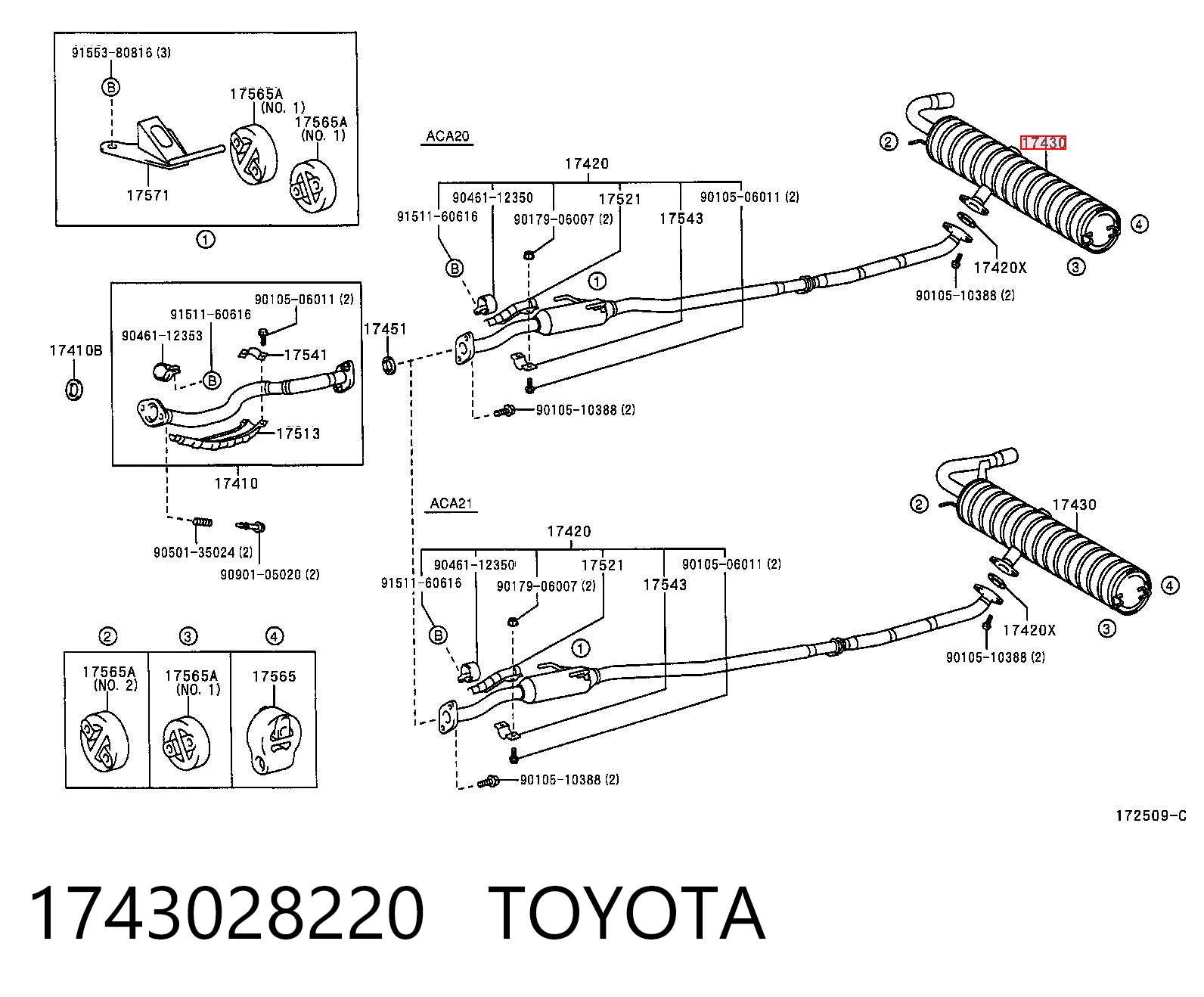 Do koszyka Tłumik, tylna część Toyota RAV4 II XA2