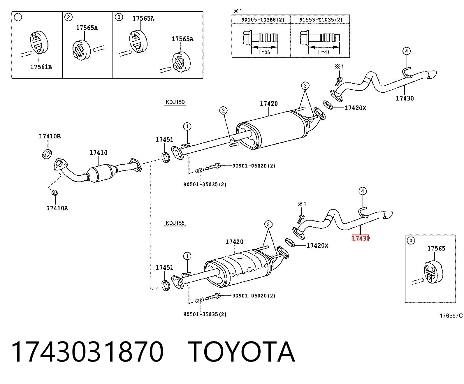 Tłumik, tylna część Toyota Land Cruiser PRADO SUV (J150) (2009 - 2026) cena, od 59,58 USD