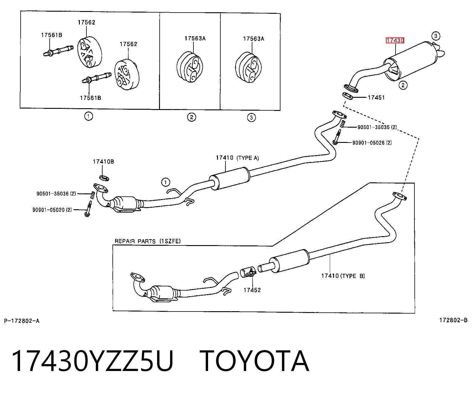 Tłumik, tylna część do Toyota Yaris P10