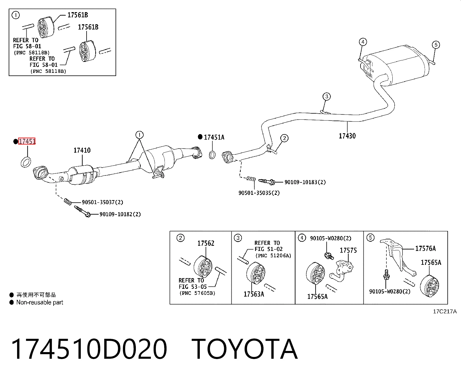 Pierścień kolektora wydechowego Toyota 174510D020 cena, od 8,65 USD