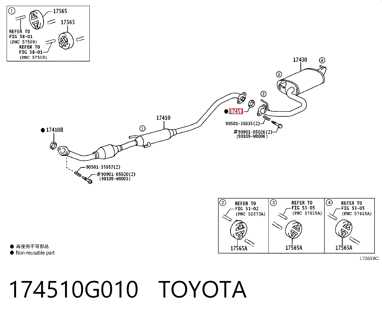 174510G010 Toyota Pierścień kolektora wydechowego