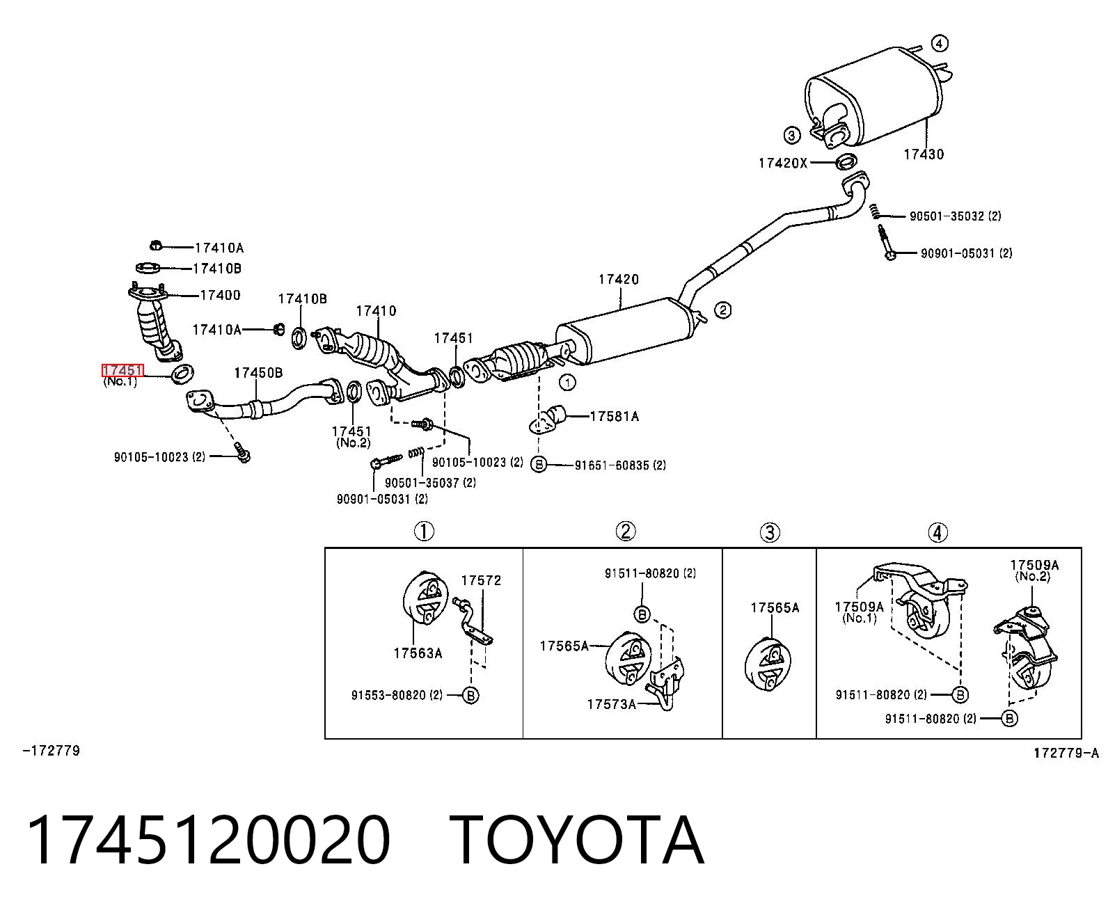1745120020 Toyota Pierścień kolektora wydechowego