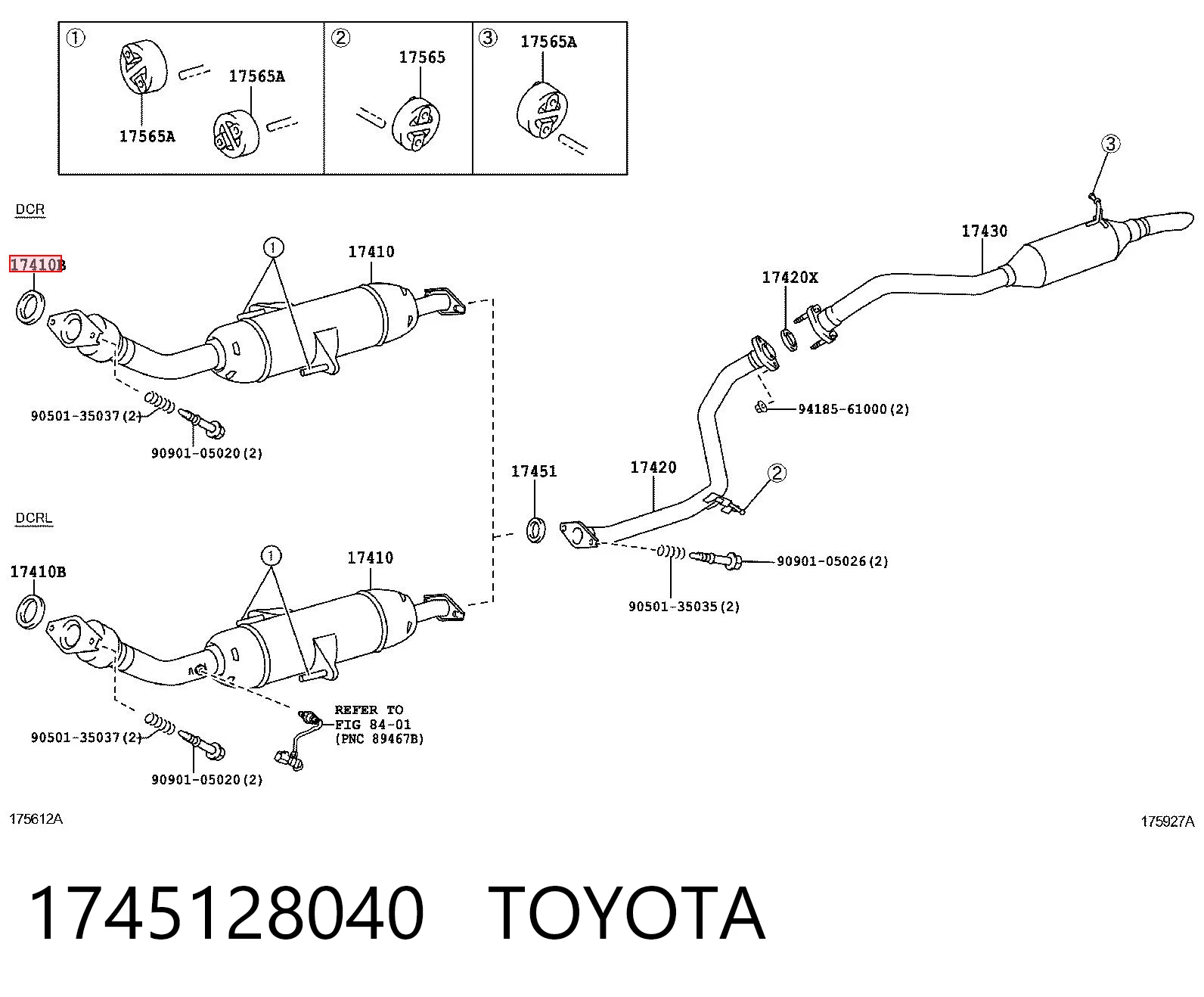 1745128040 Toyota Pierścień kolektora wydechowego