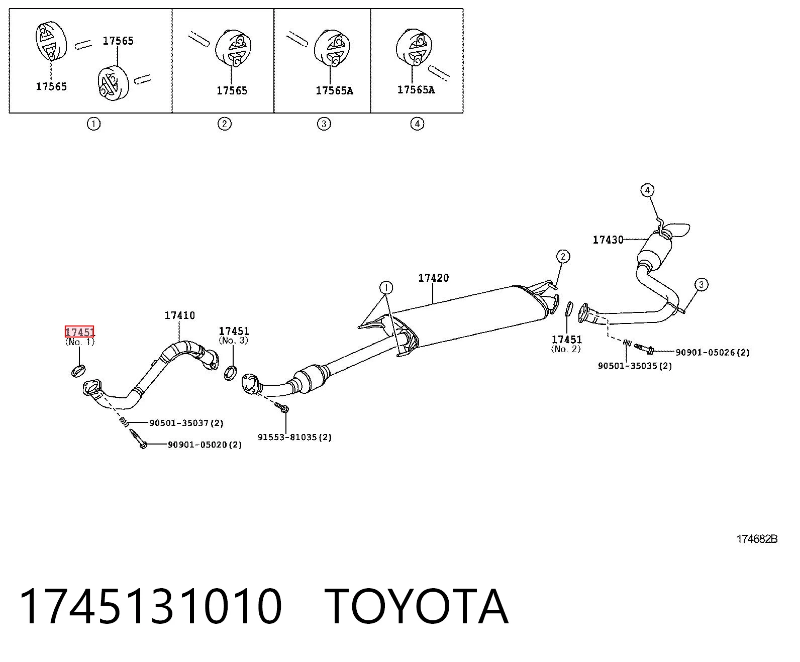 1745131010 Toyota Uszczelka tłumika montażowa