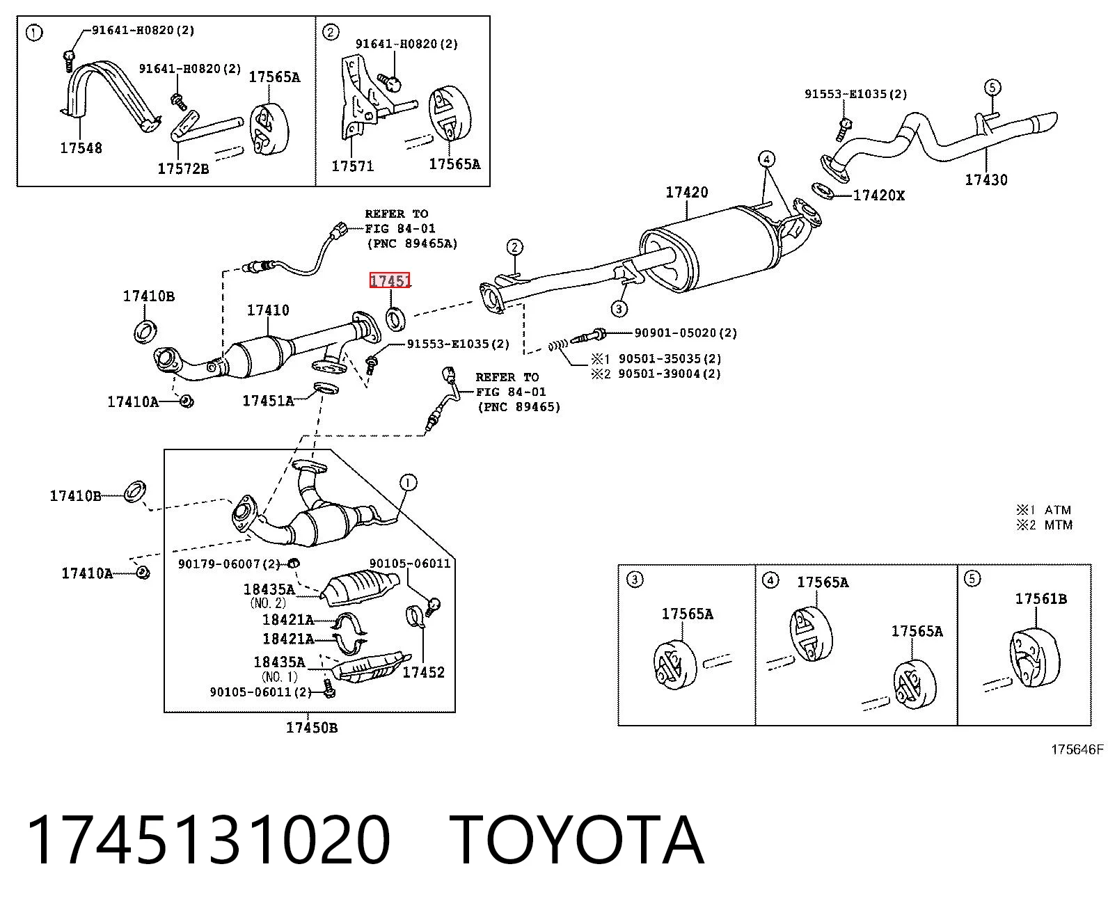 1745131020 Toyota Uszczelka tłumika montażowa