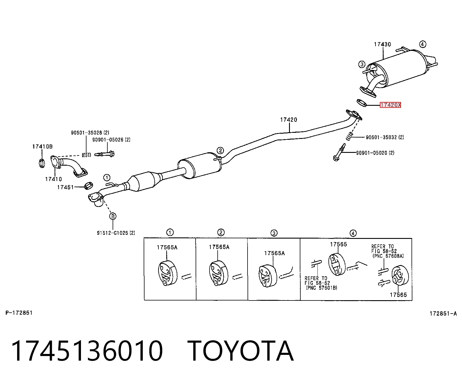 1745136010 Toyota Pierścień kolektora wydechowego
