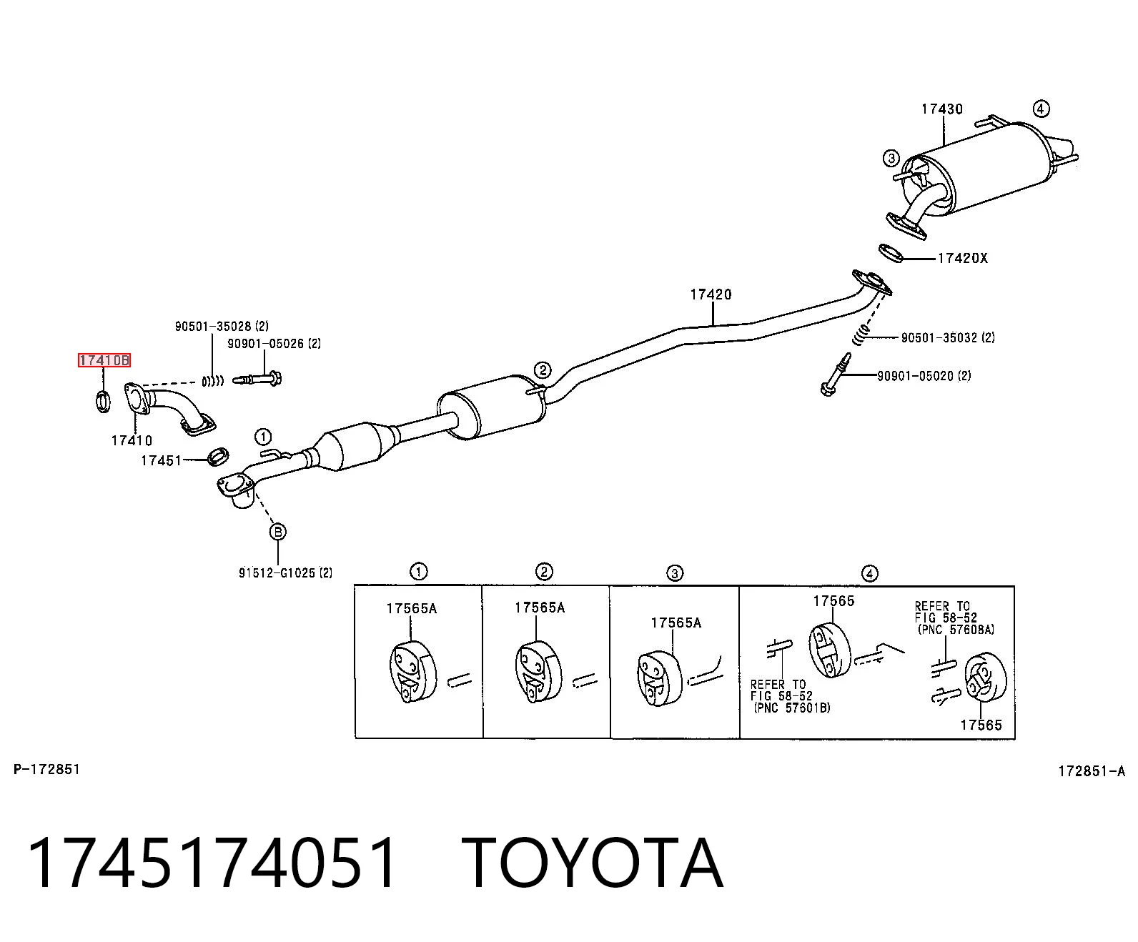 1745174051 Toyota Uszczelka rury odbiornika tłumika