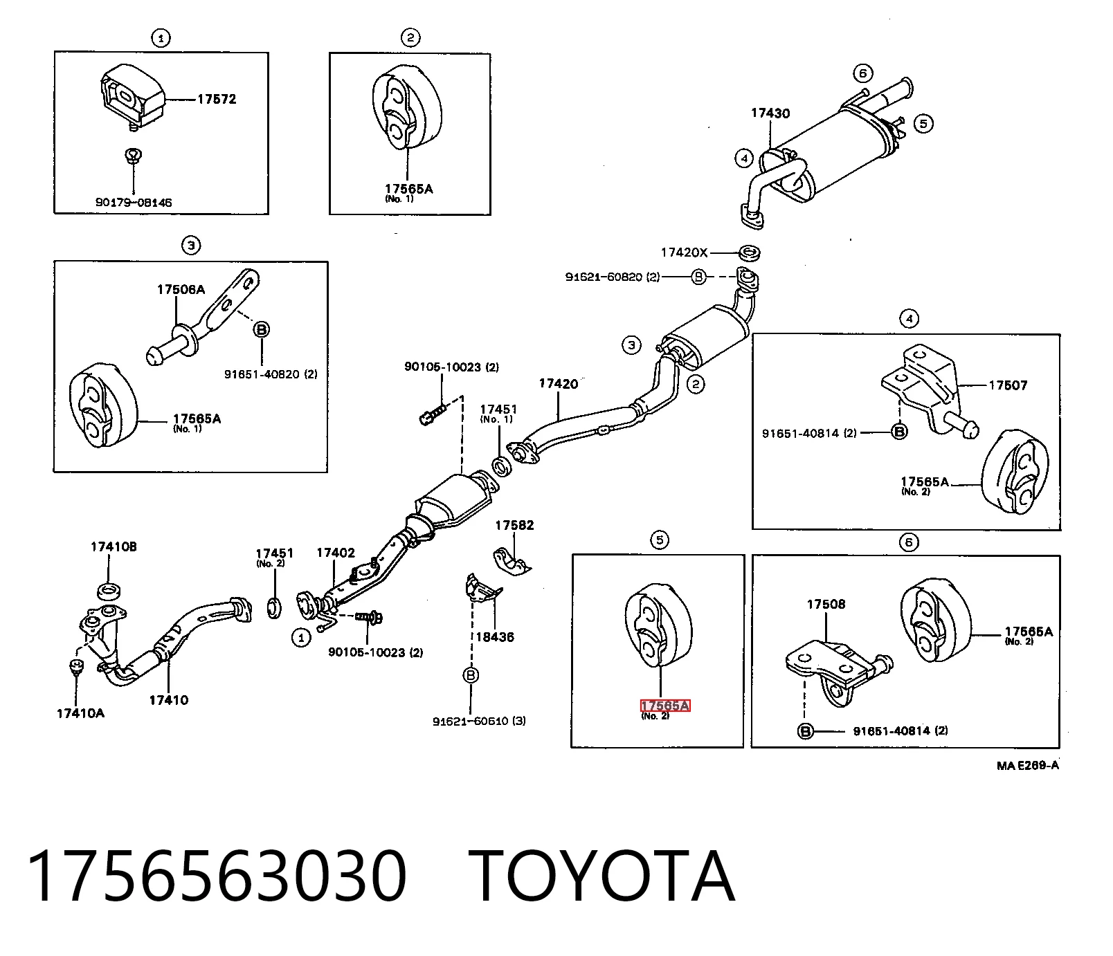 Do koszyka Poduszka mocowania tłumika Toyota Camry II V2