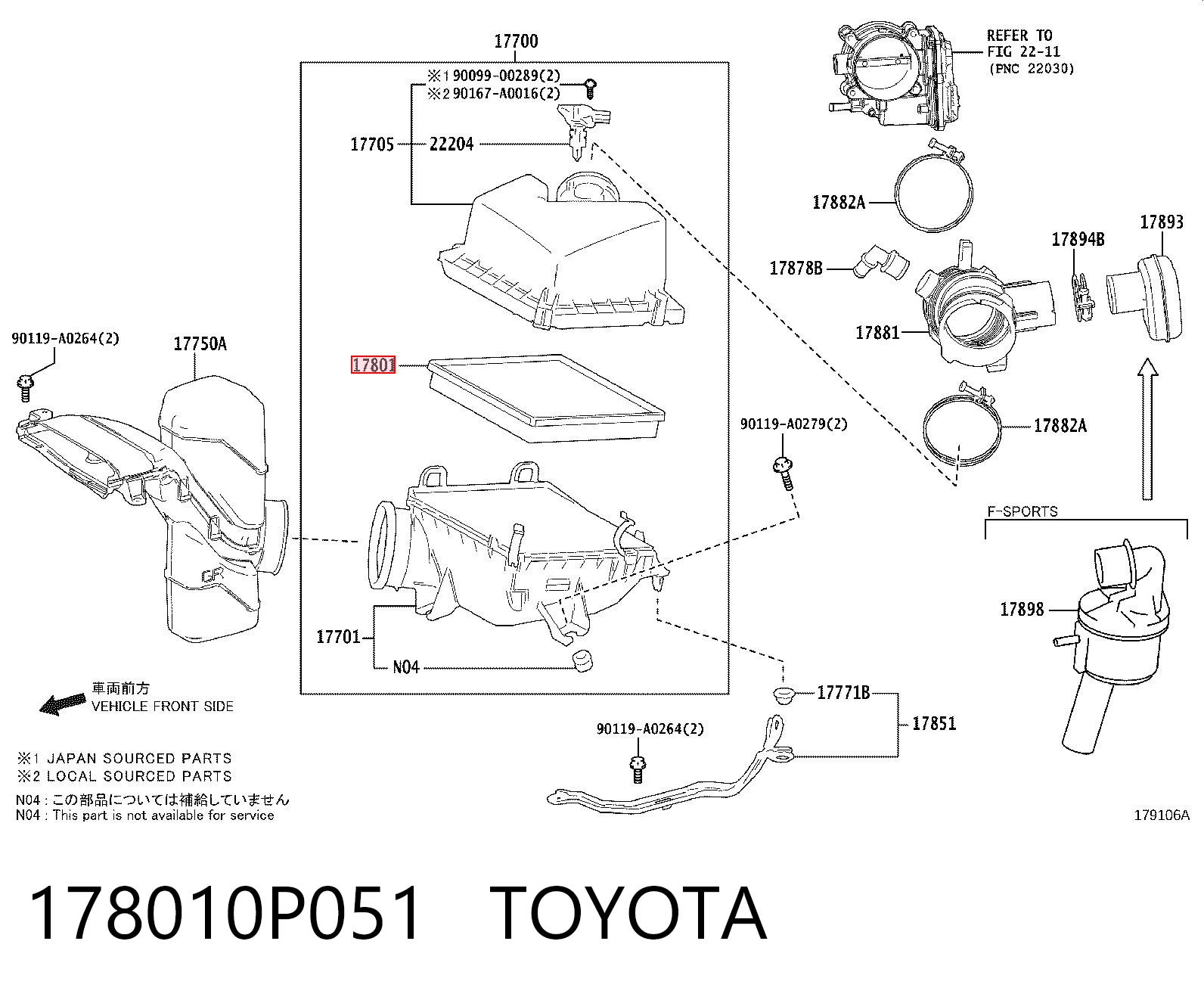 178010P051 Toyota Filtr powietrza