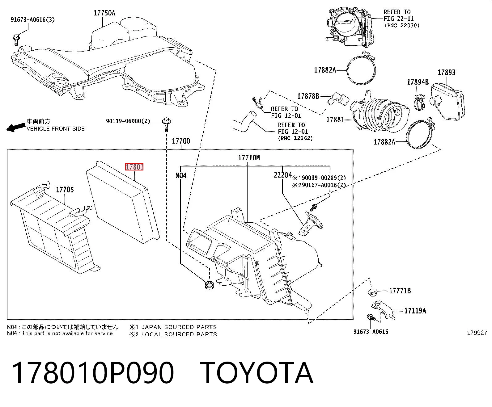 178010P090 Toyota Filtr powietrza