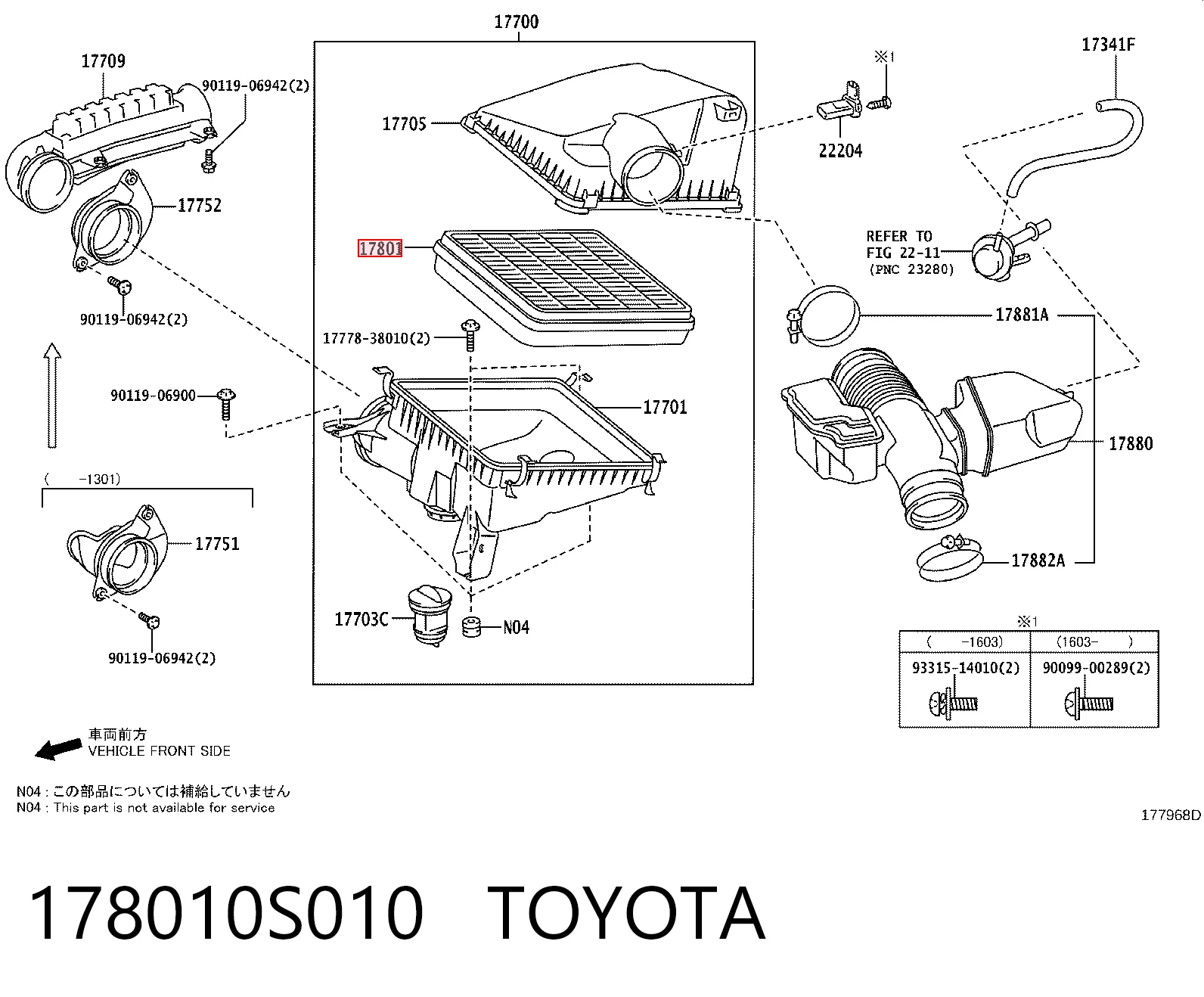 178010S010 Toyota Filtr powietrza