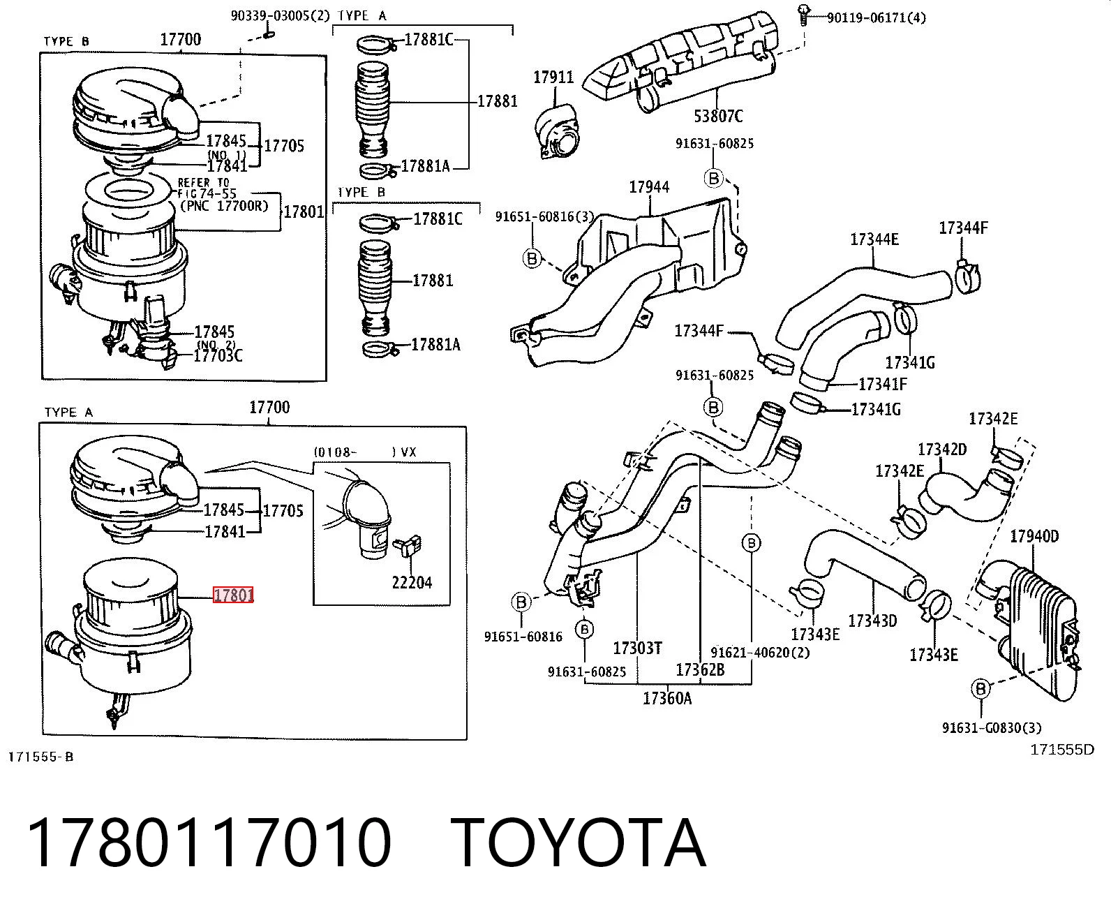Filtr powietrza Toyota Land Cruiser 100 SUV (J10) (1998 - 2005) cena, od 22,45 USD