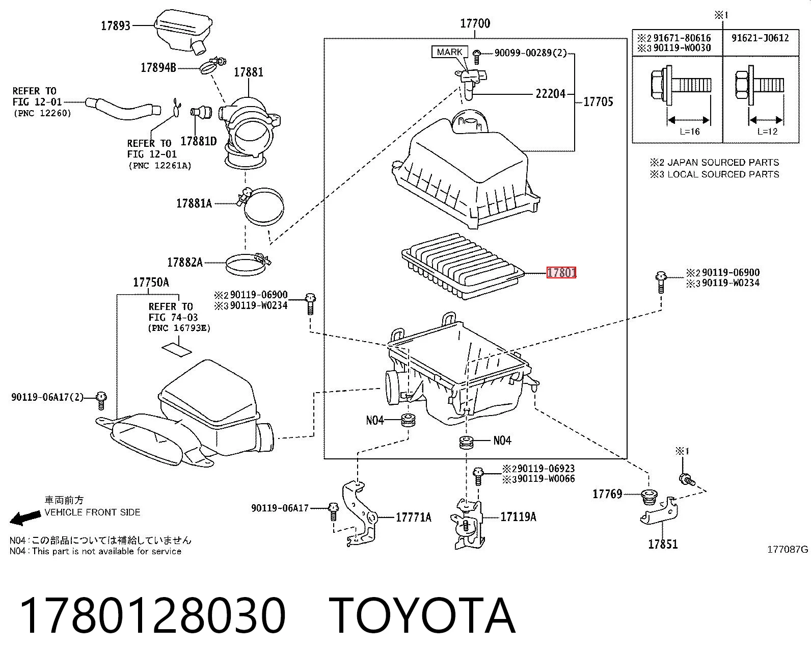 1780128030 Toyota Filtr powietrza