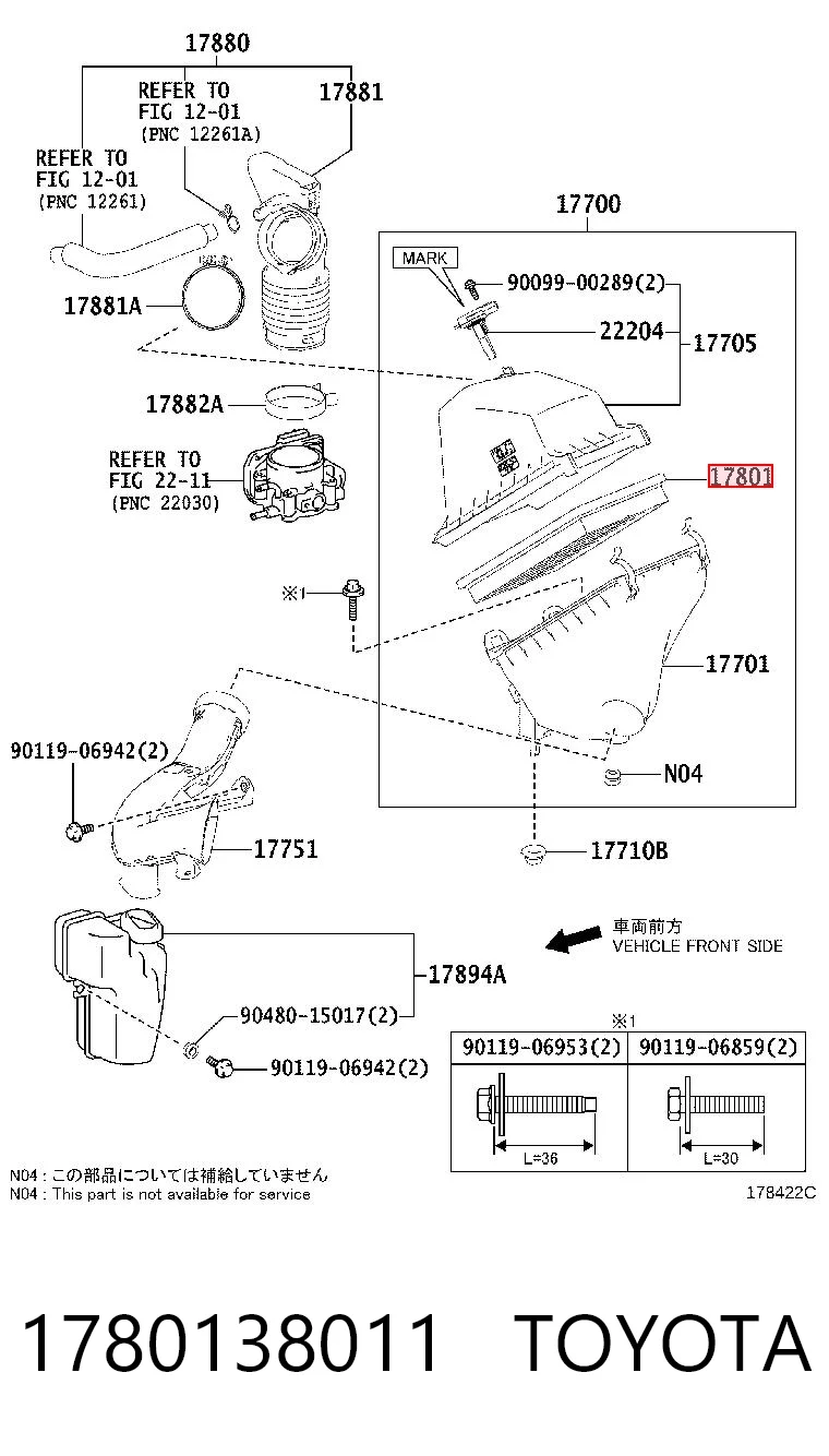1780138011 Toyota Filtr powietrza