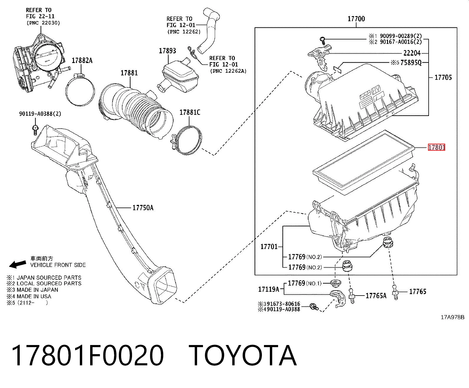 17801F0020 Toyota Filtr powietrza