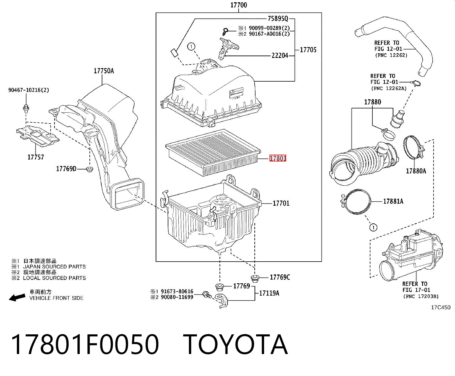 17801F0050 Toyota Filtr powietrza