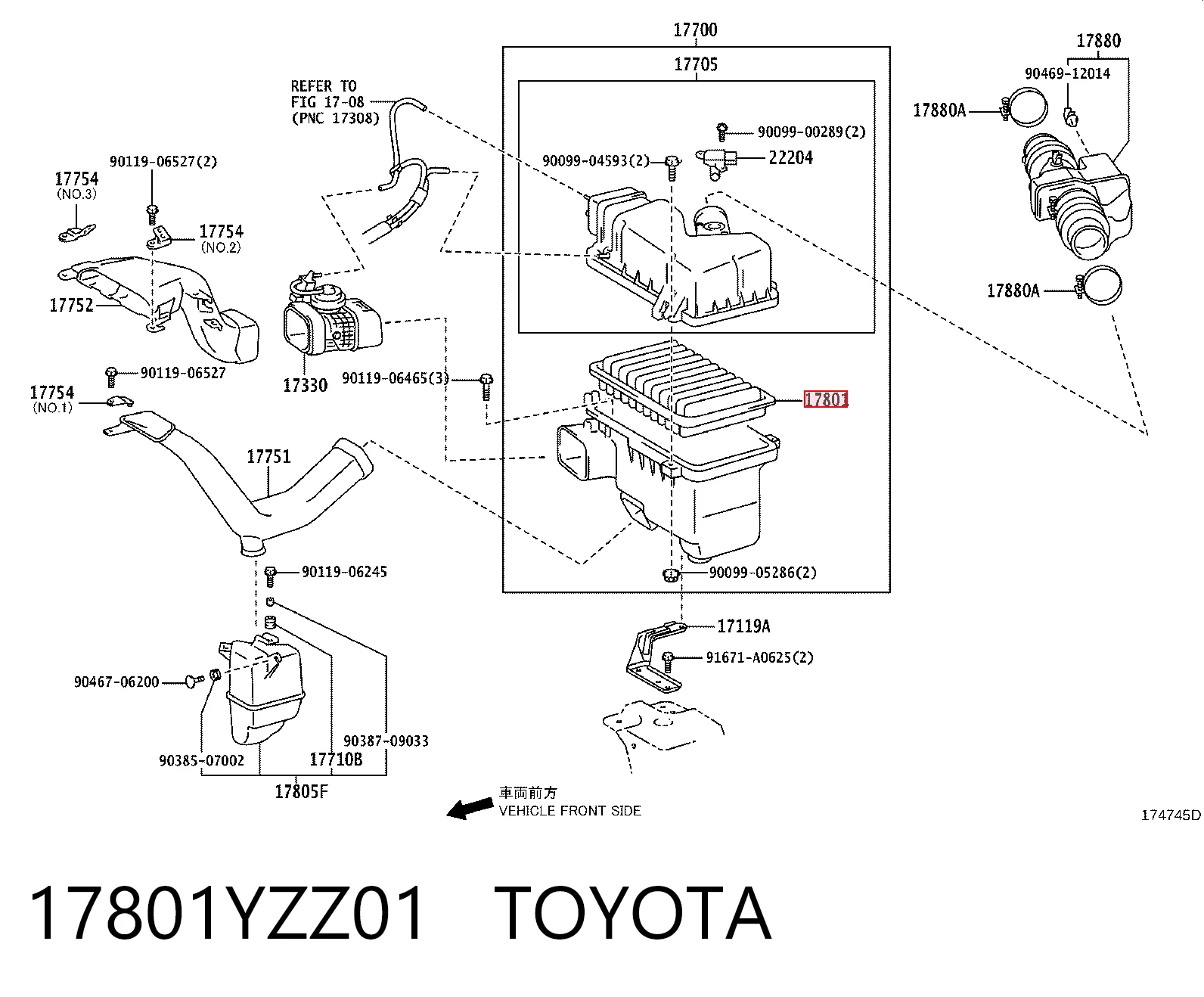 17801YZZ01 Toyota Filtr powietrza
