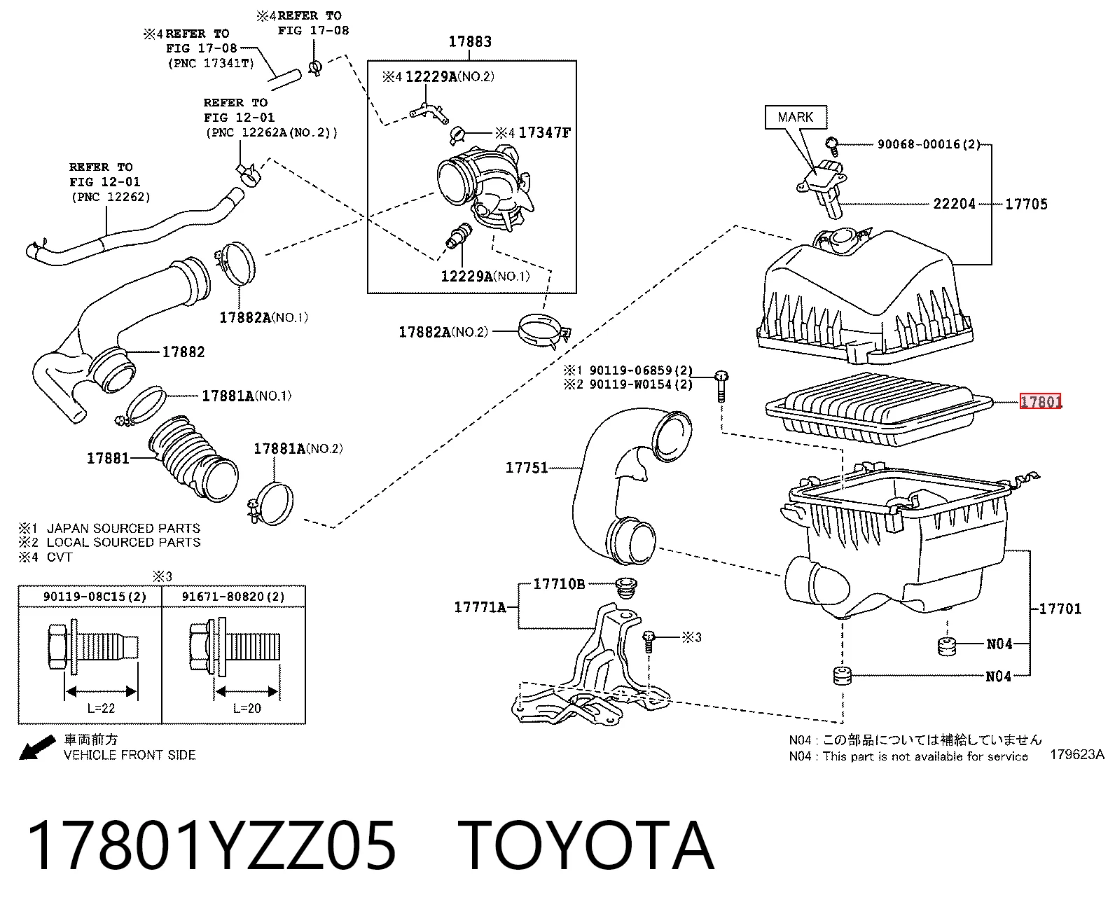 17801YZZ05 Toyota Filtr powietrza