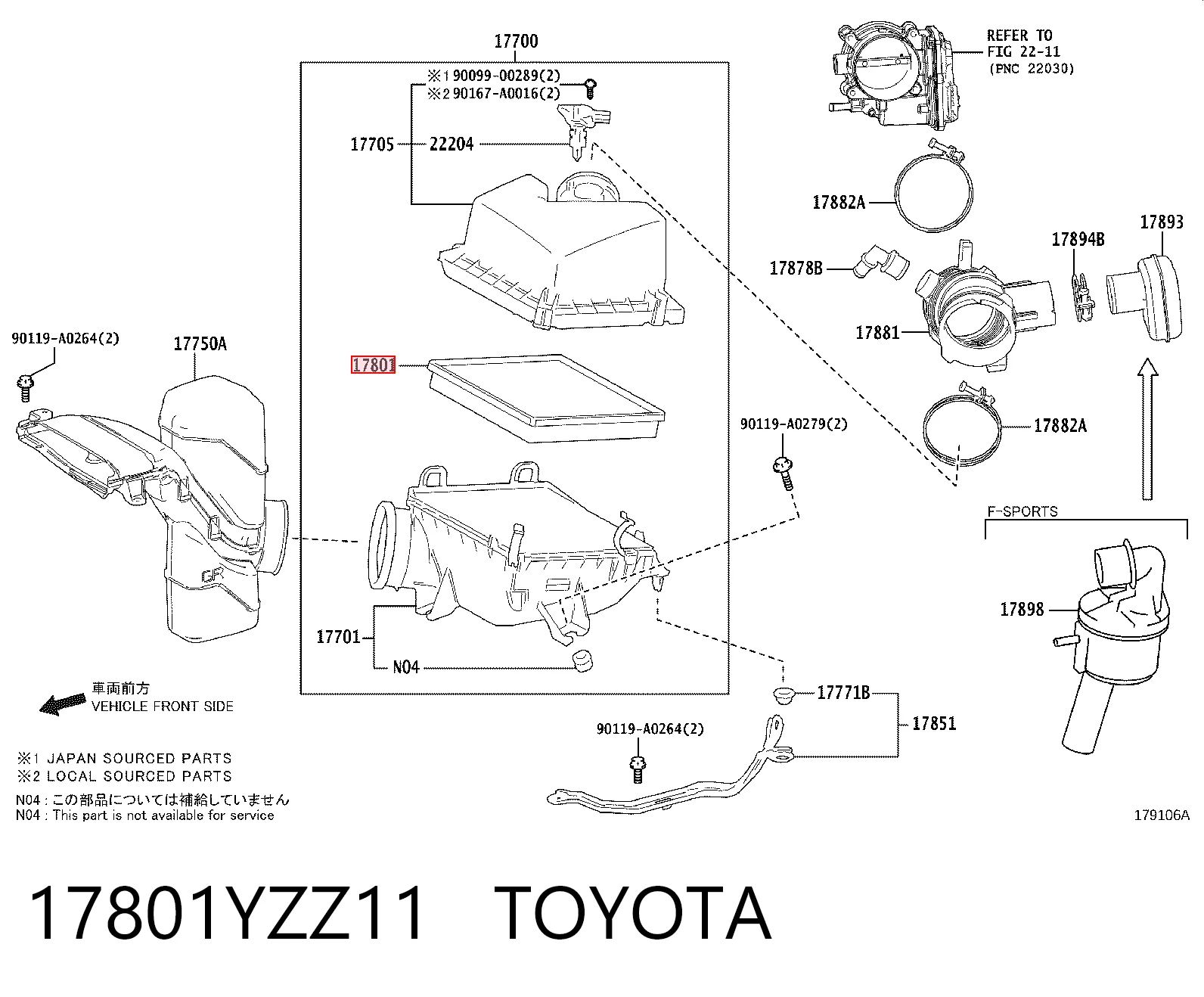 17801YZZ11 Toyota Filtr powietrza