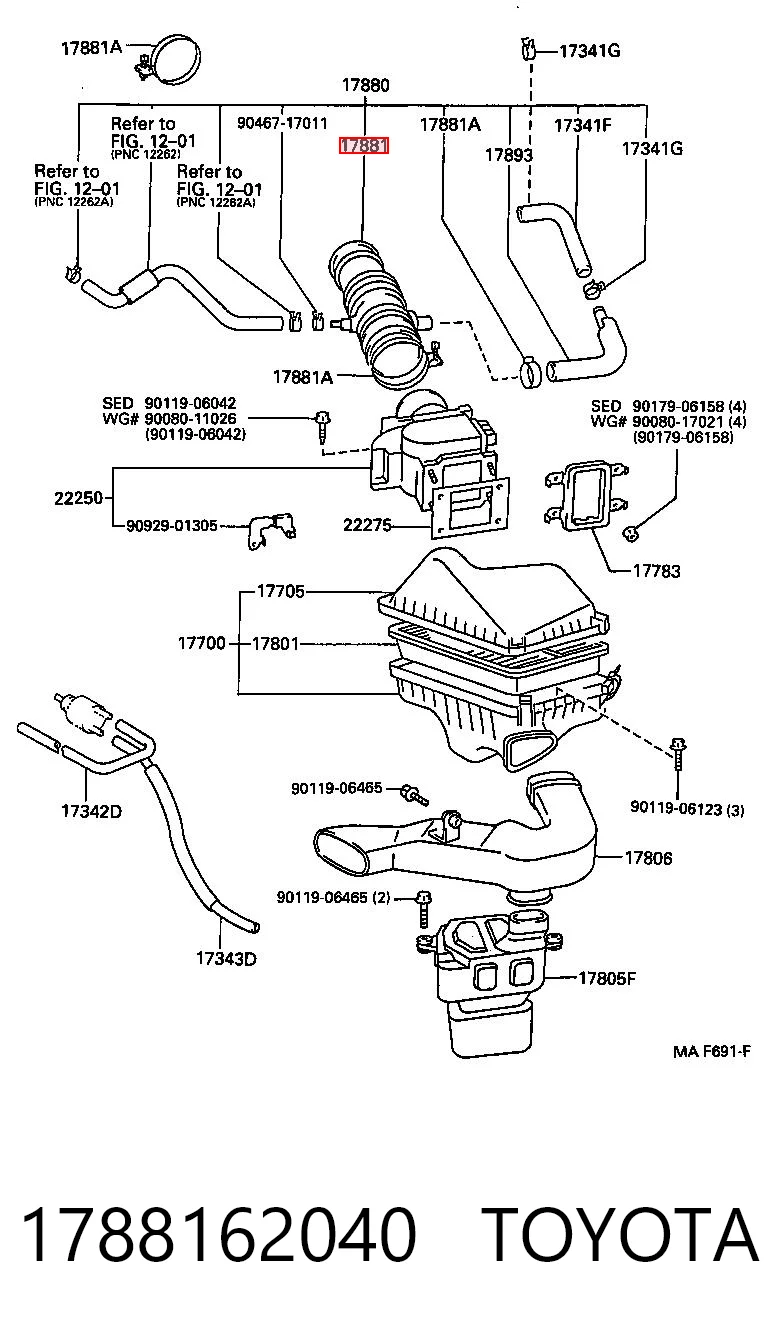 Do koszyka Króciec powietrza, przepływomierz Toyota Camry III V10