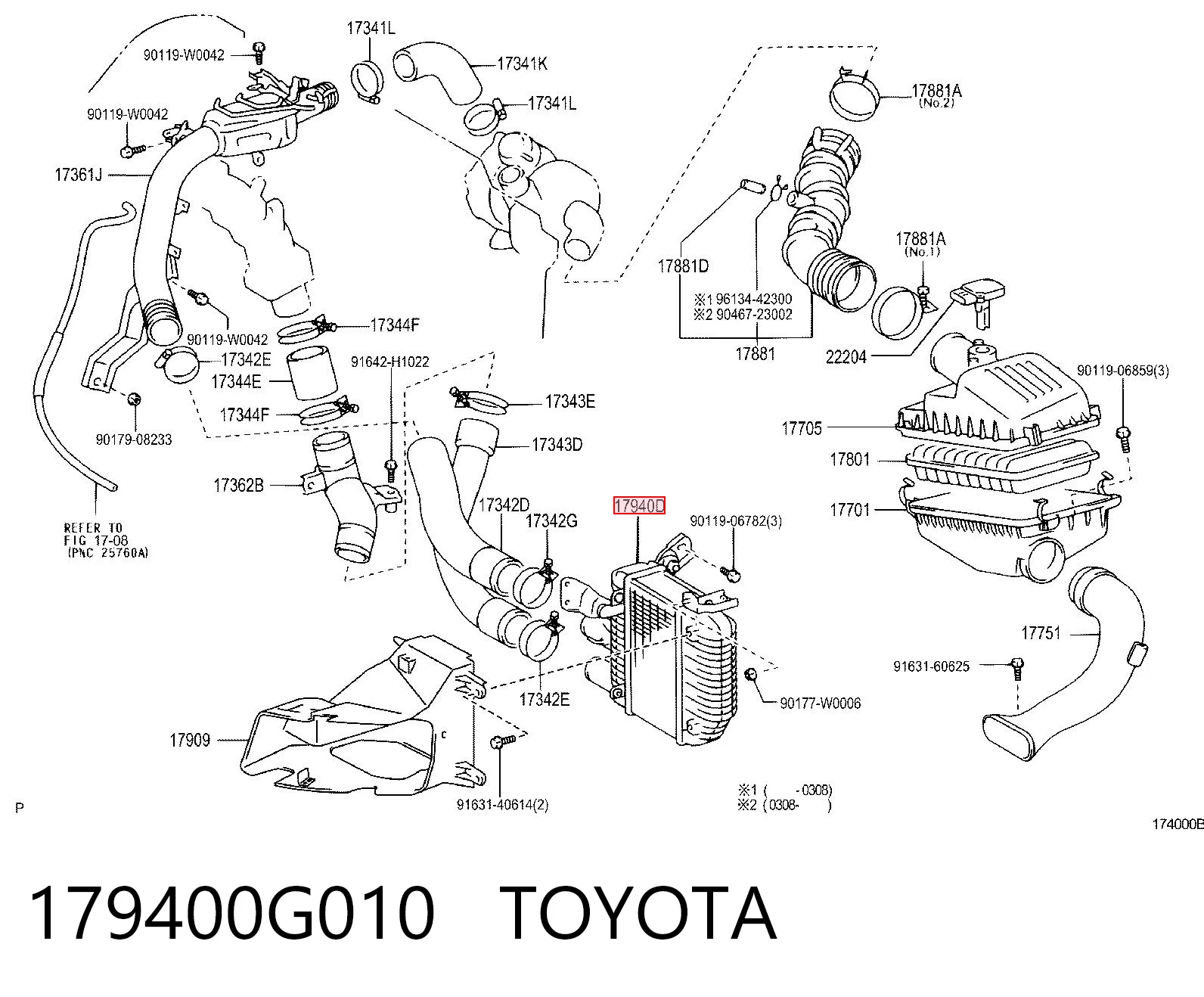 Do koszyka Chłodnica intercoolera Toyota Avensis I T22
