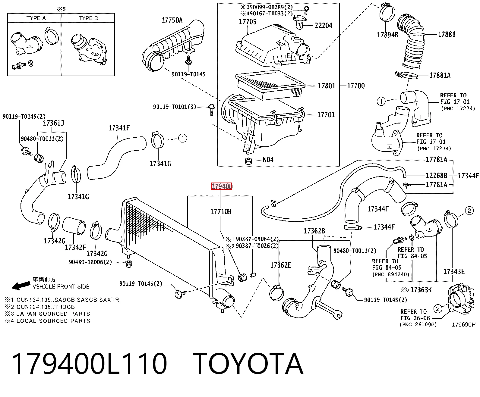 179400L110 Toyota Chłodnica intercoolera