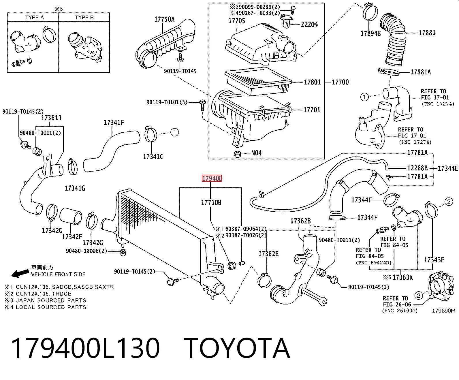 179400L130 Toyota Chłodnica intercoolera