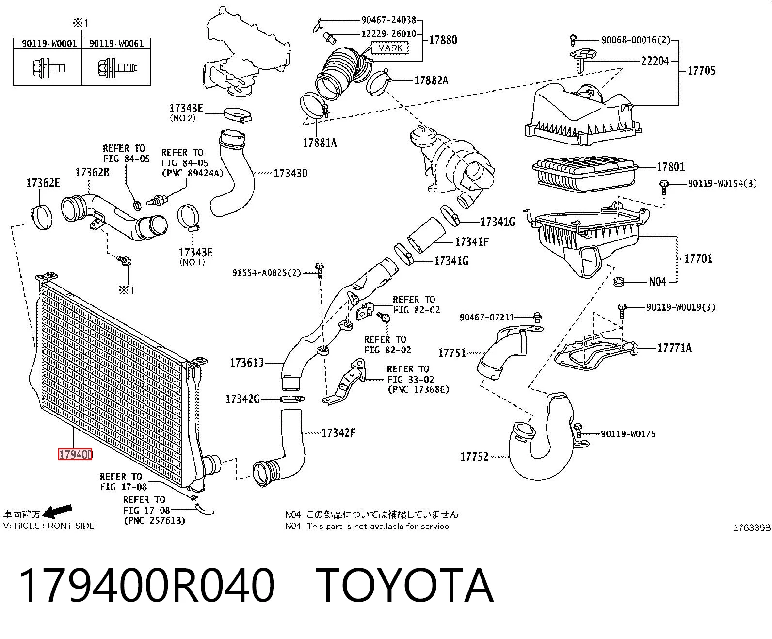 Do koszyka Chłodnica intercoolera Toyota Auris UKP E15
