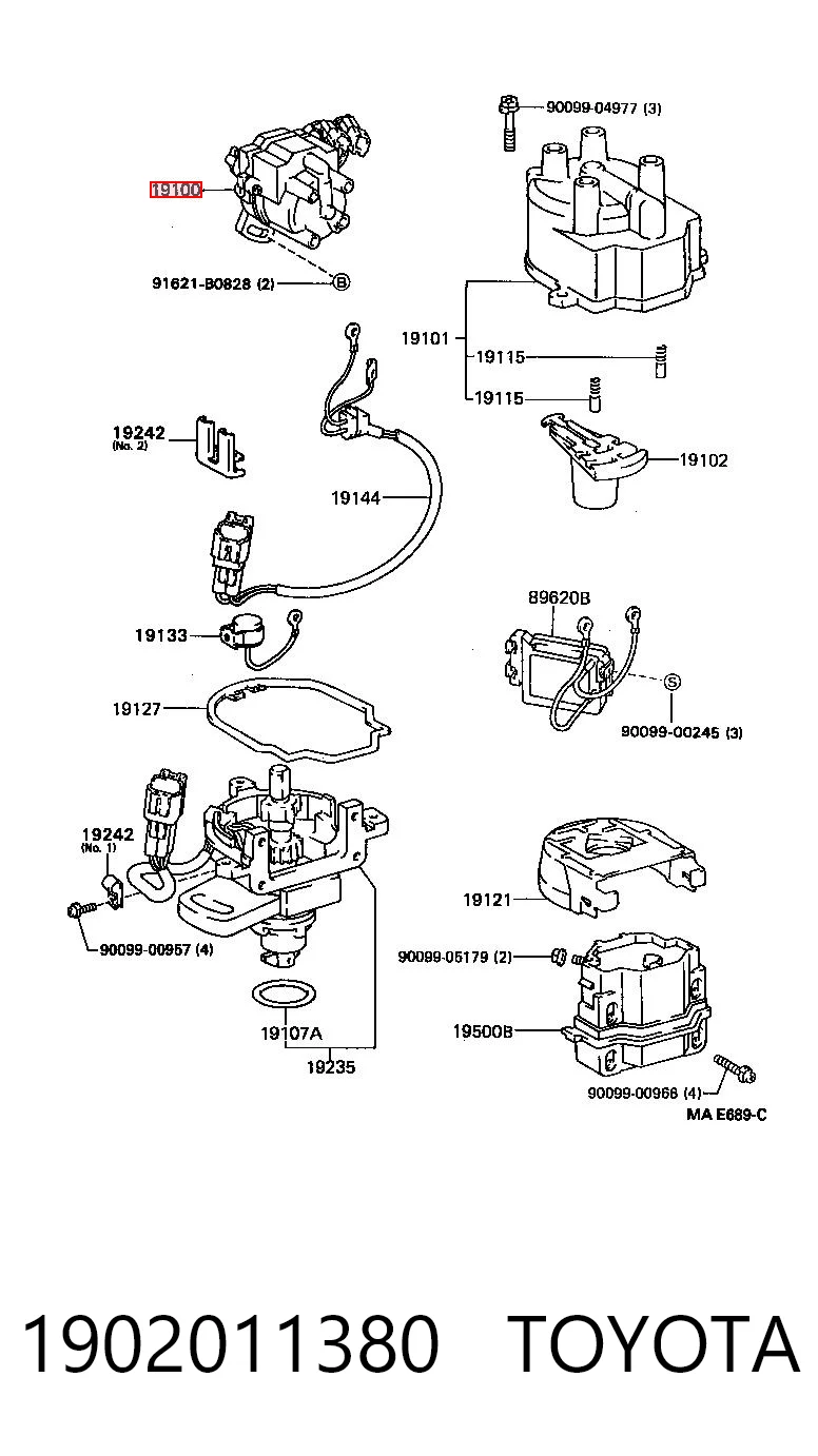 1902011380 Toyota Rozdzielacz zapłonu