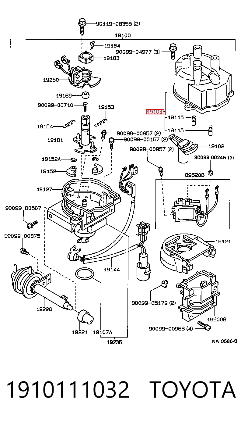 Kopułka rozdzielacza zapłonu  Toyota Carina II sedana (T17) (1987 - 1992) cena, od 13,49 USD
