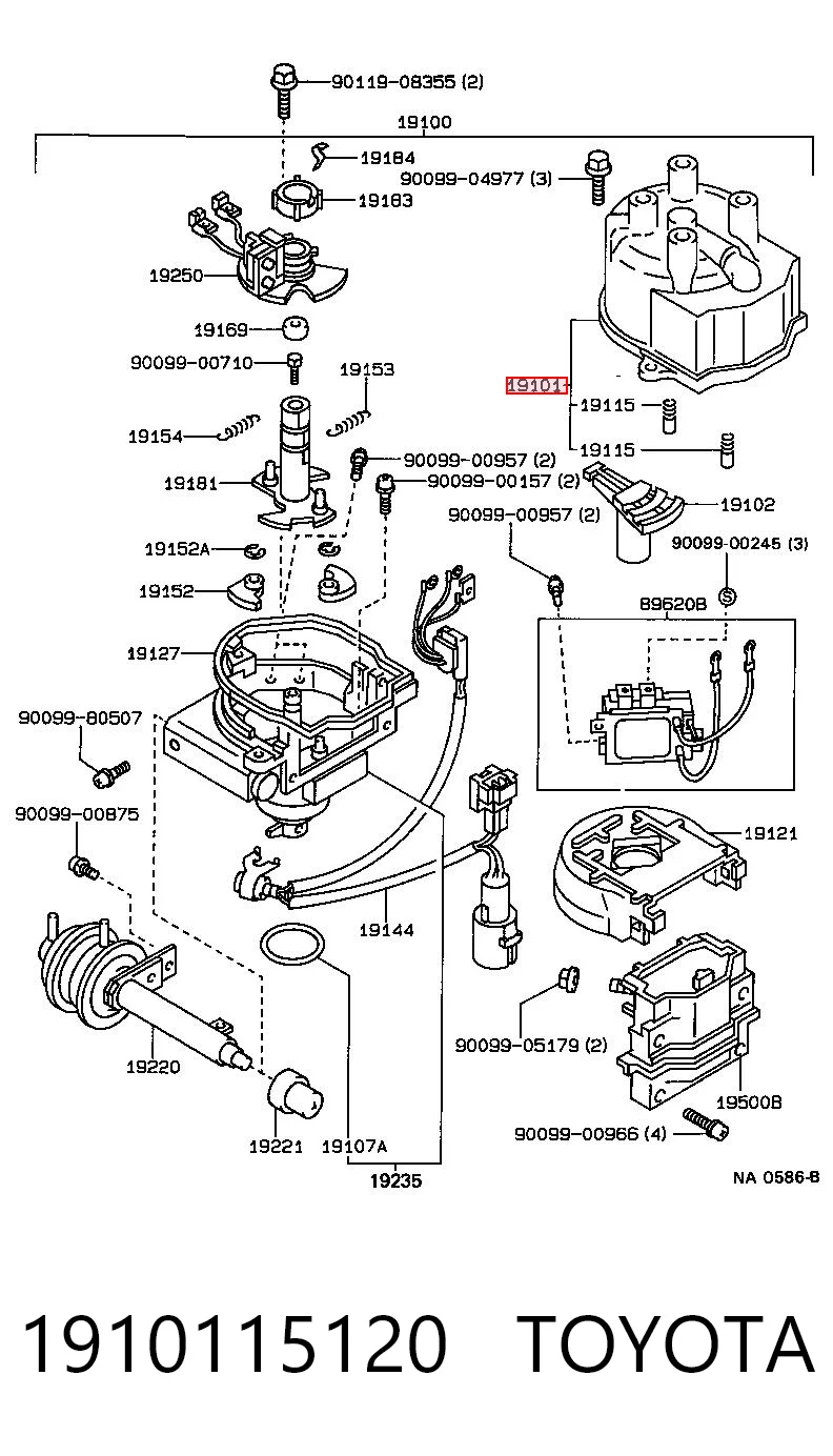  Kopułka rozdzielacza zapłonu  Toyota Carina 2
