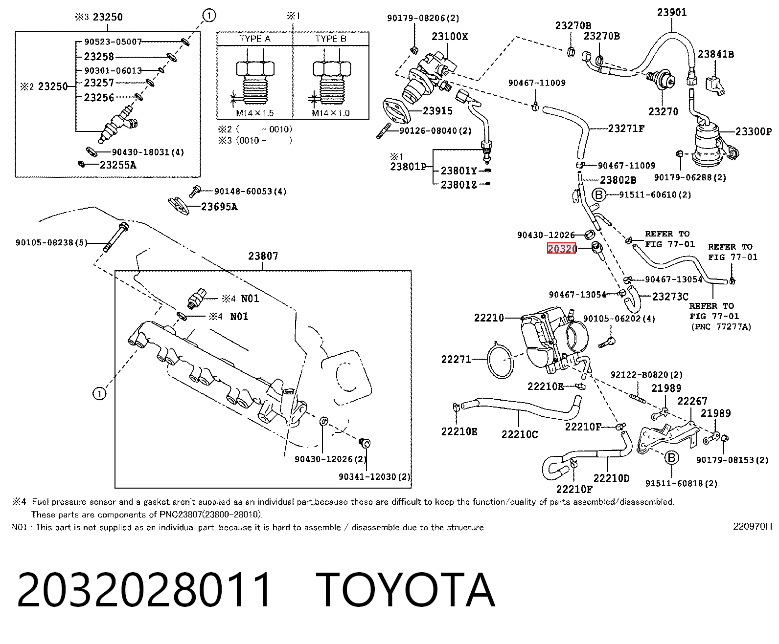 2032028011 Toyota Zawór zwrotny filtra paliwa