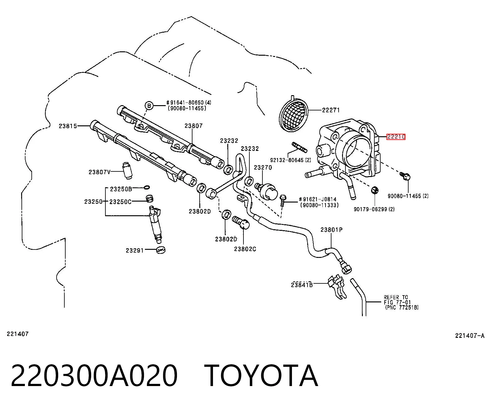 220300A020 Toyota Przepustnica, komplet