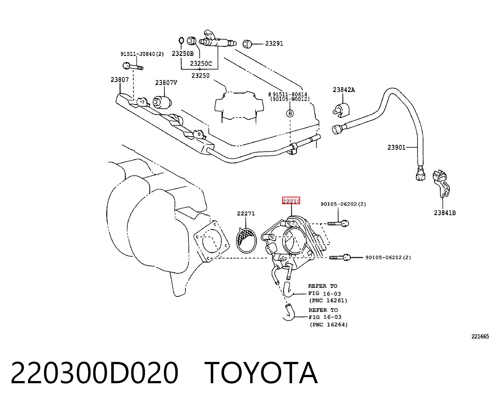 220300D020 Toyota Przepustnica, komplet