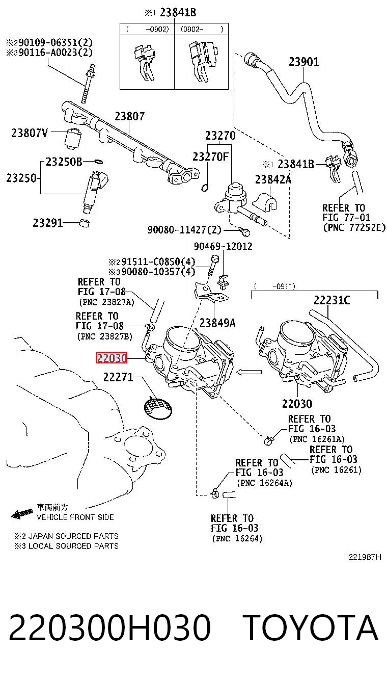 220300H030 Toyota Przepustnica, komplet