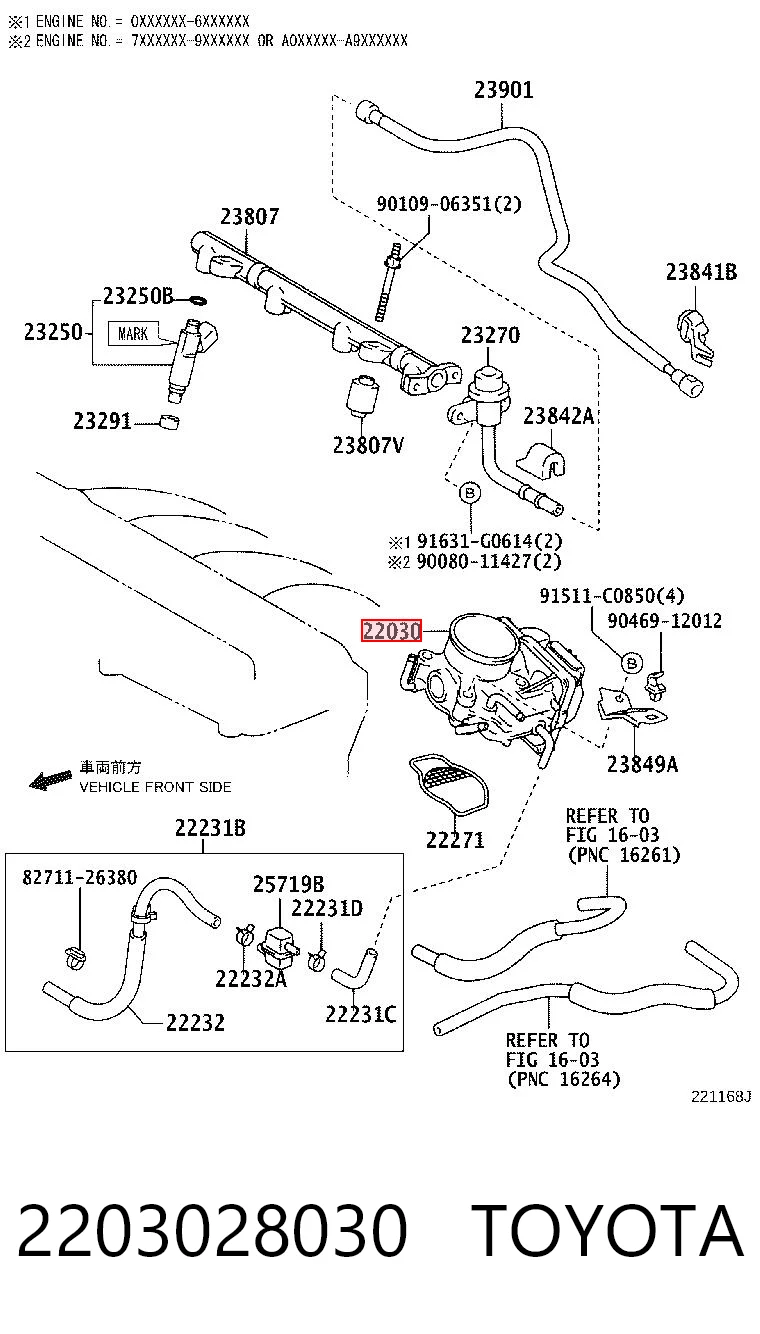2203028030 Toyota Przepustnica, komplet