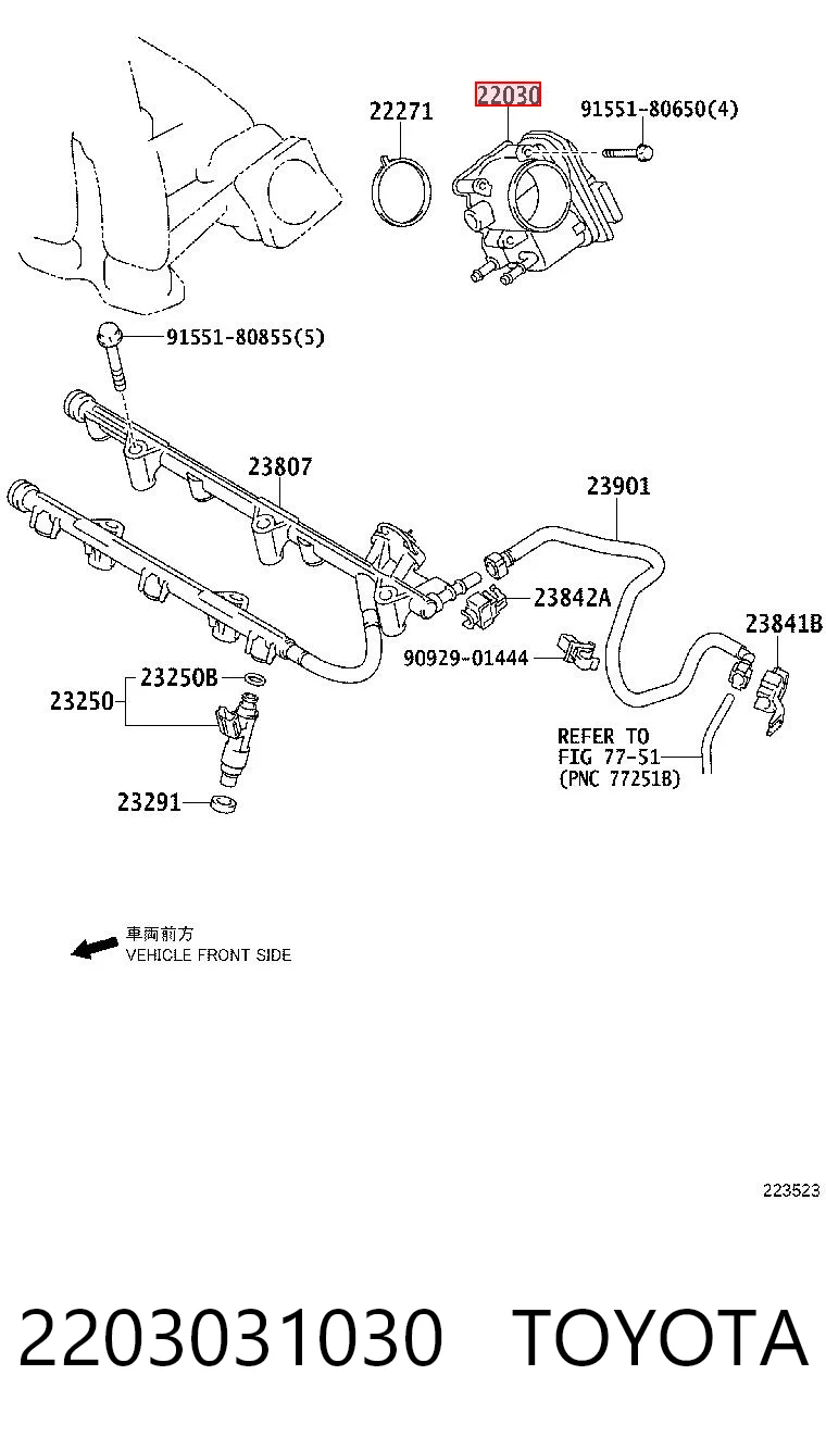2203031030 Toyota Przepustnica, komplet