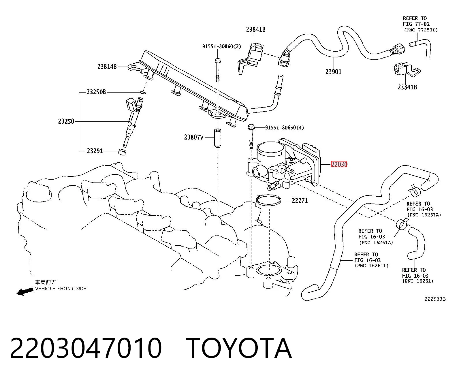 2203047010 Toyota Przepustnica, komplet