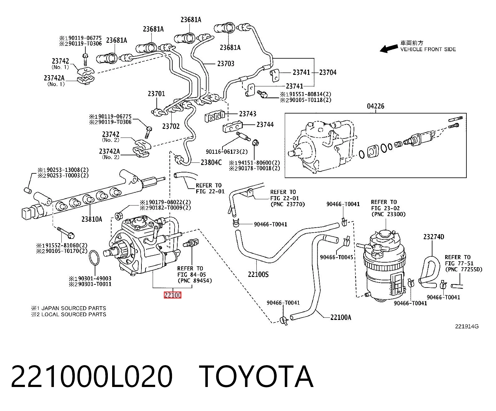 221000L020 Toyota Pompa wtryskowa wysokiego ciśnienia