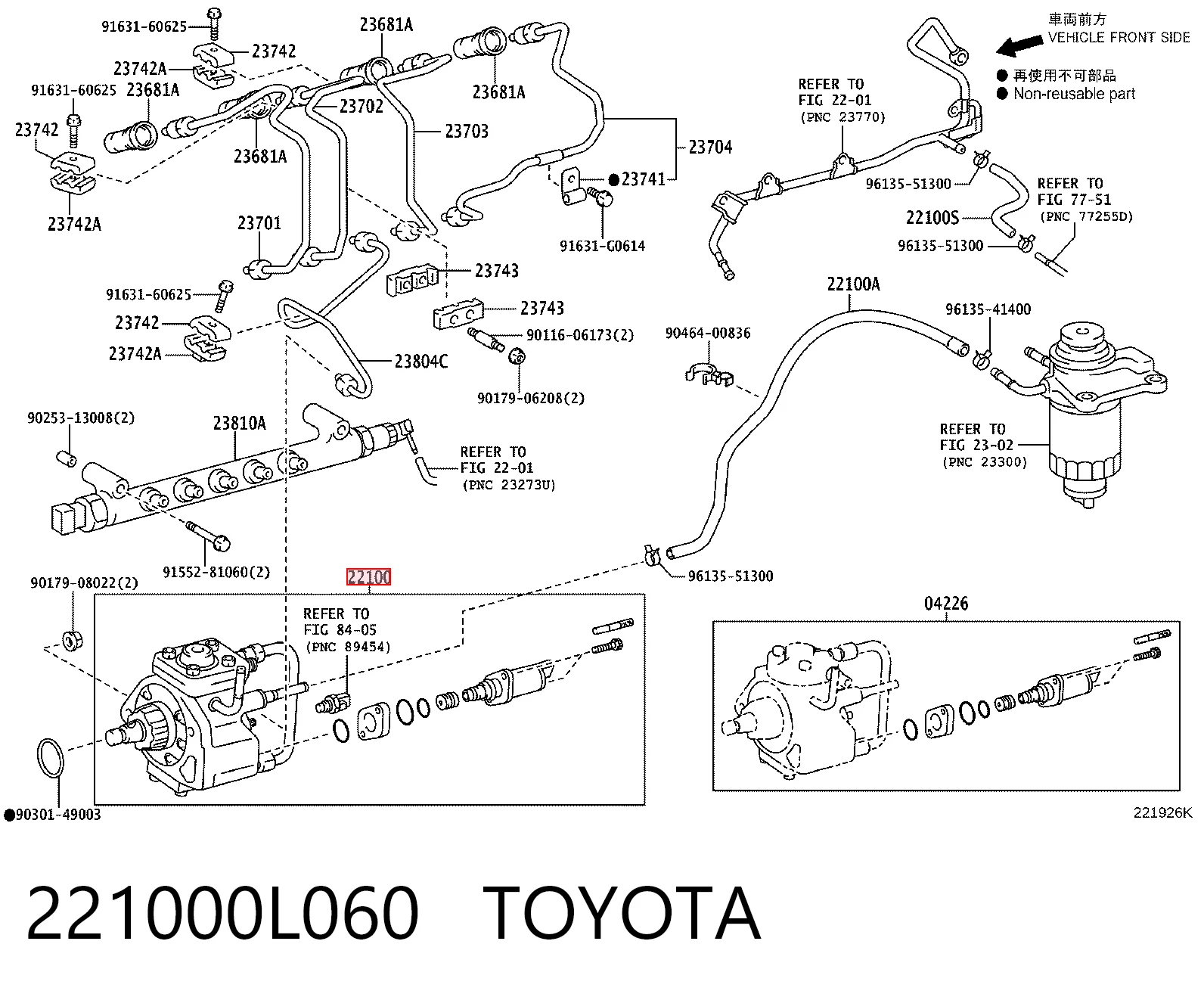 221000L060 Toyota Pompa wtryskowa wysokiego ciśnienia