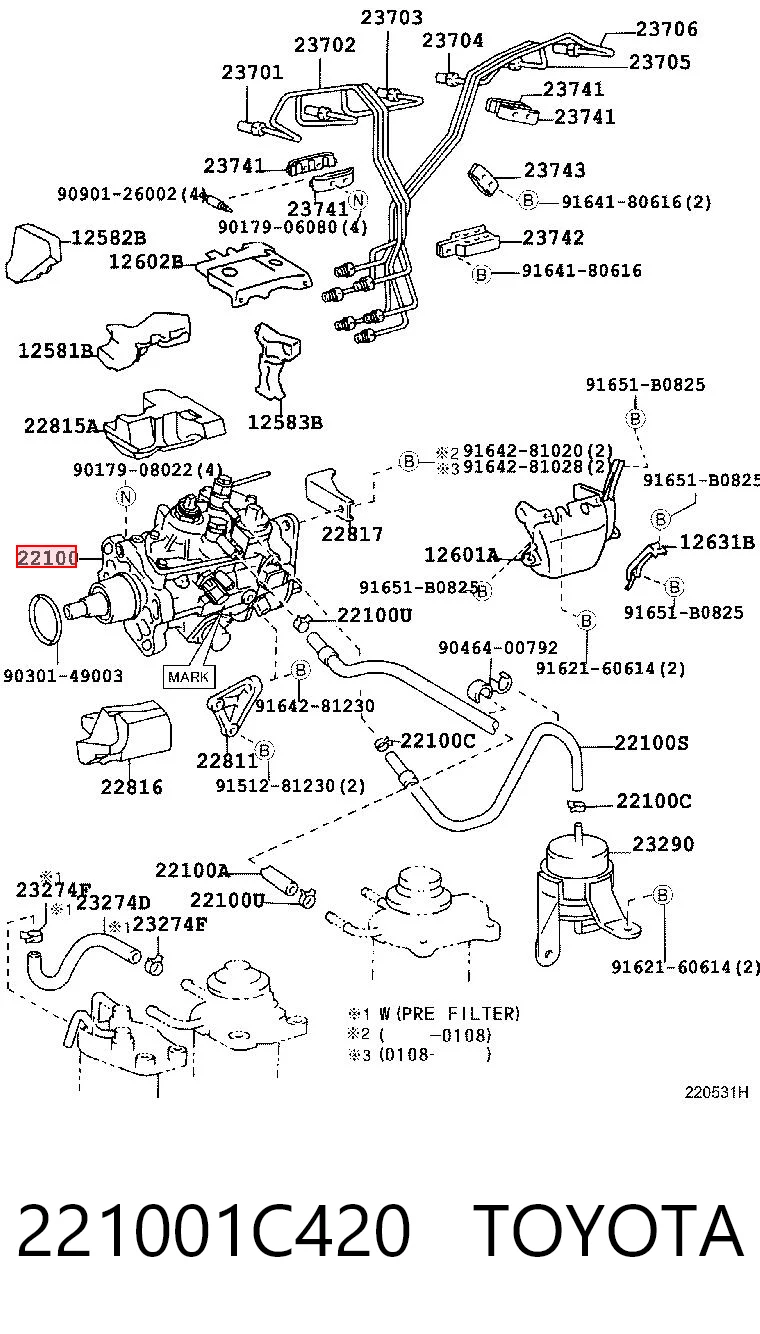 Do koszyka Pompa wtryskowa wysokiego ciśnienia Toyota Land Cruiser 100 J10