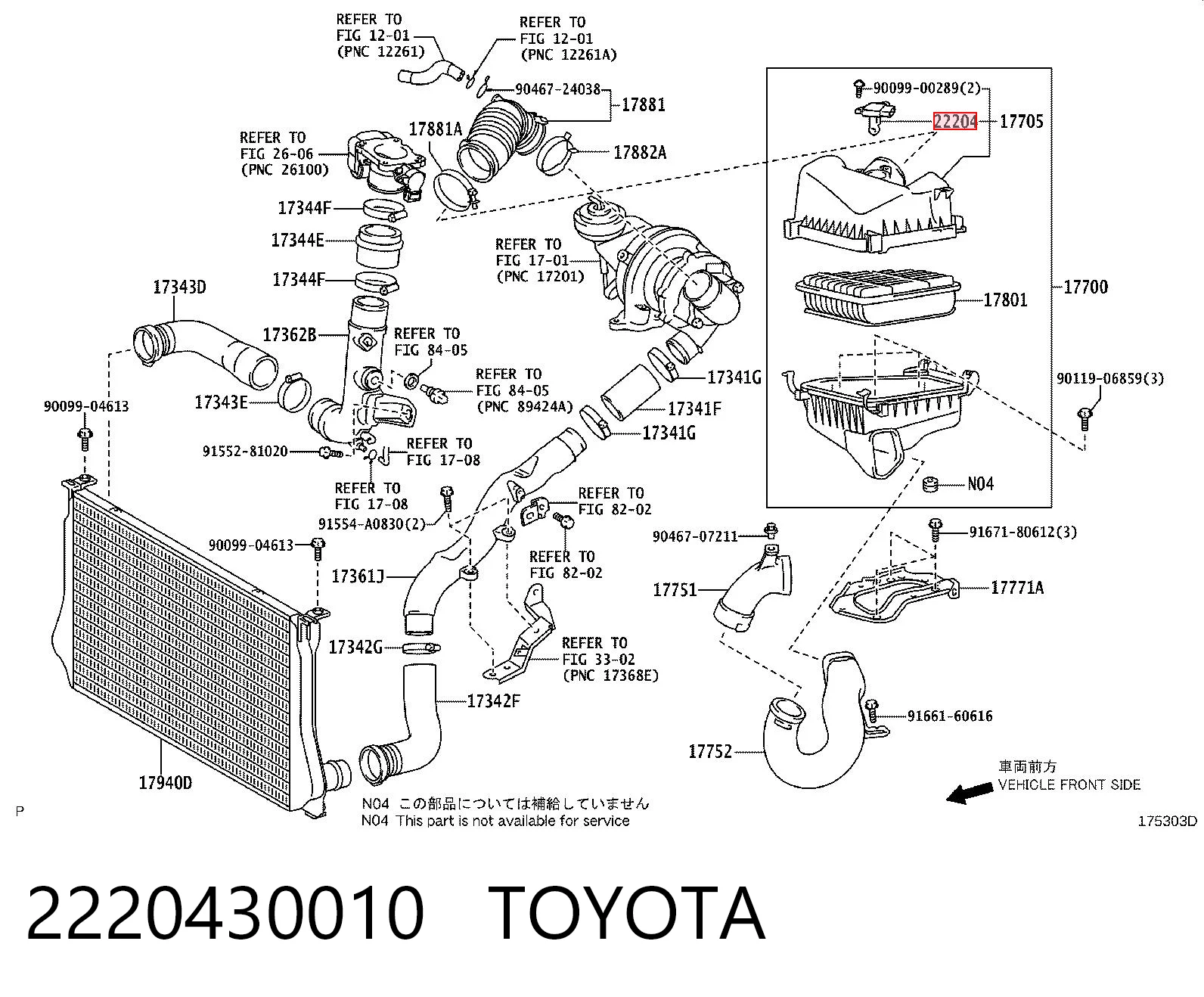 2220430010 Toyota Czujnik przepływu powietrza, przepływomierz powietrza M.A.F.