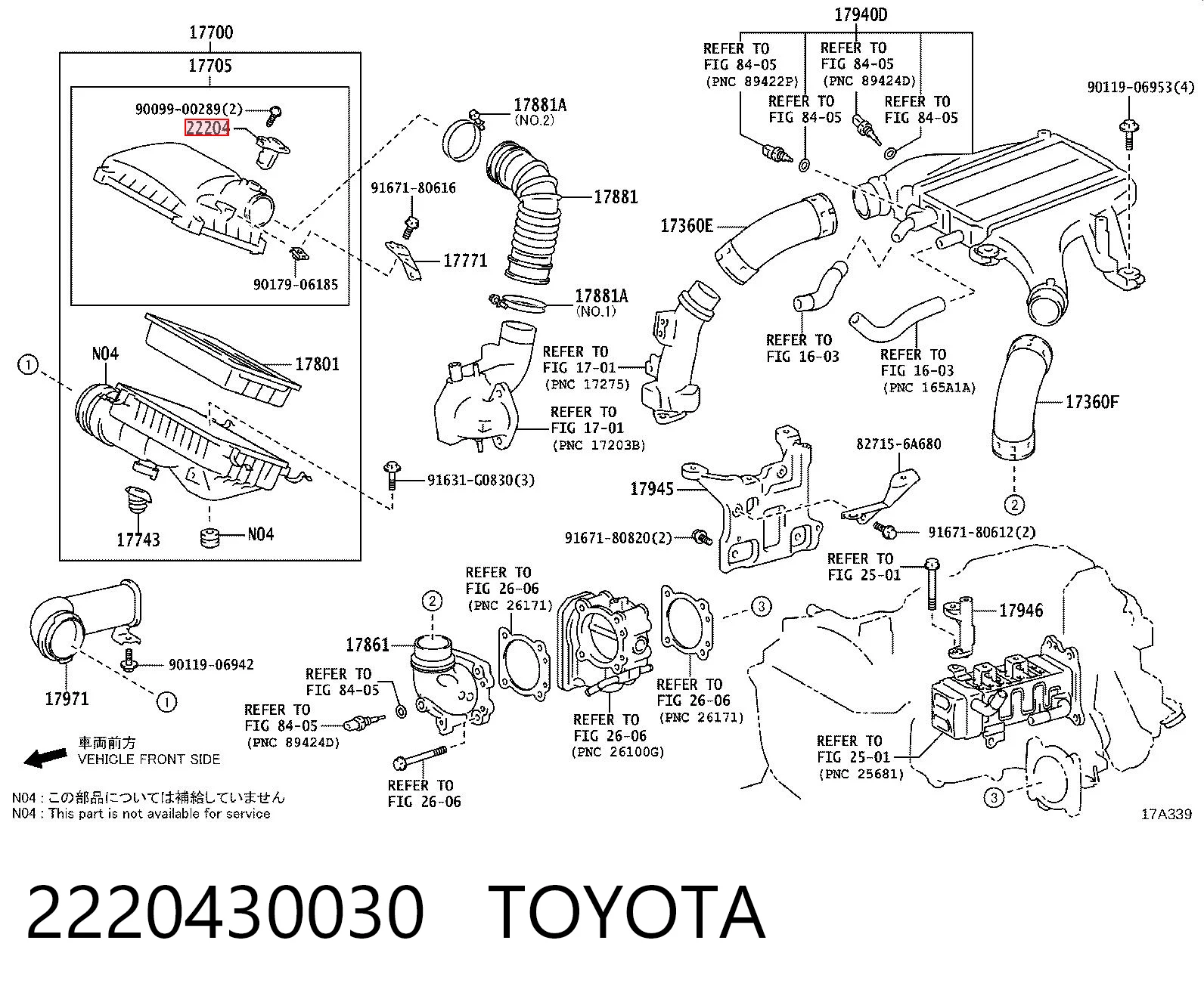 2220430030 Toyota Czujnik przepływu powietrza, przepływomierz powietrza M.A.F.