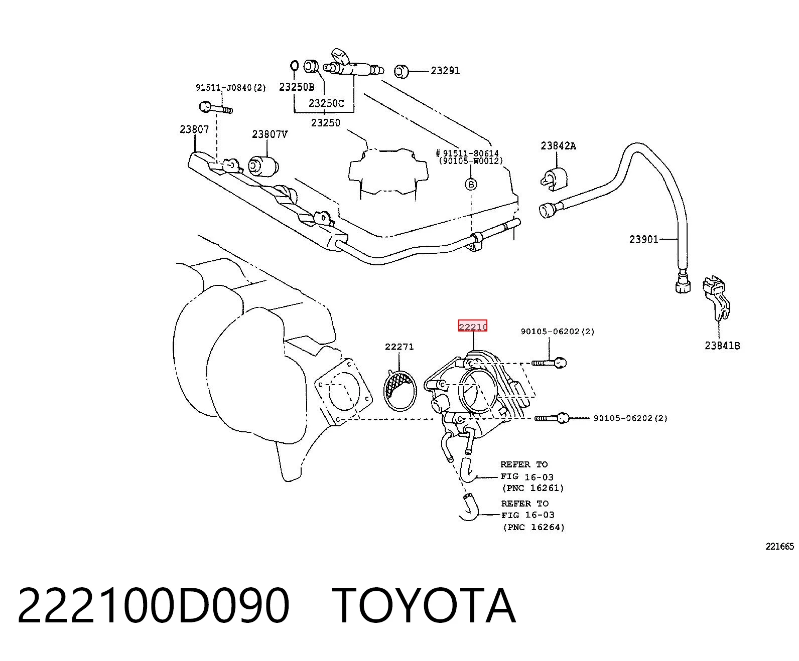 222100D090 Toyota Przepustnica, komplet
