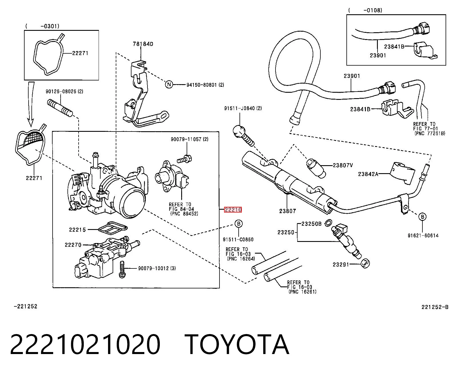 2221021020 Toyota Przepustnica, komplet